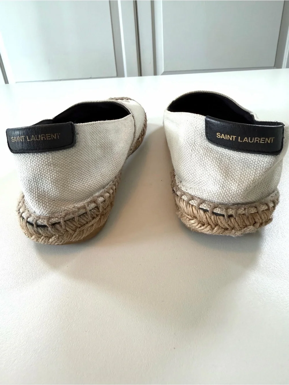 Saint Laurent Logo Embroidered Canvas Espadrille Flats EU 37